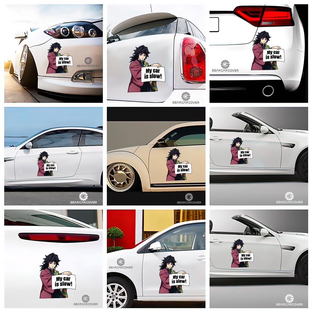 Giyuu Tomioka Car Sticker Custom My Car Is Slow Funny - Gearcarcover - 2