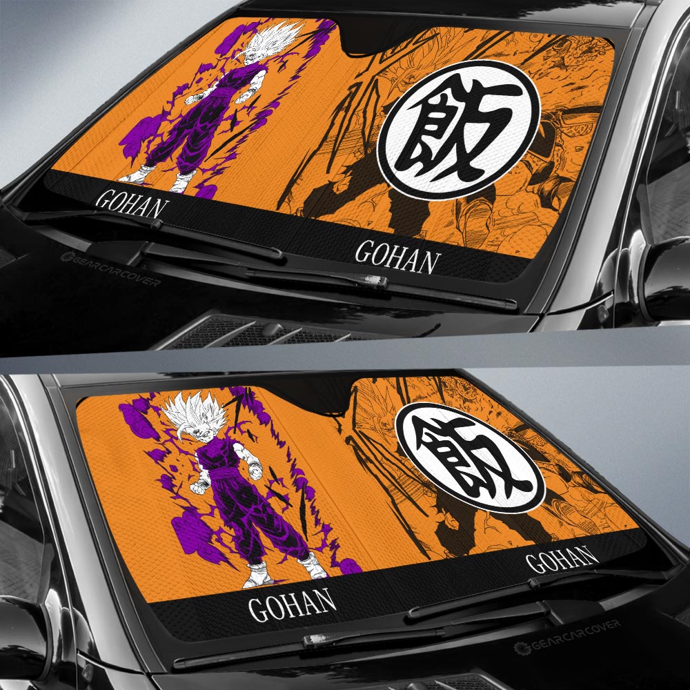 Gohan Car Sunshade Custom Manga Color Style - Gearcarcover - 2