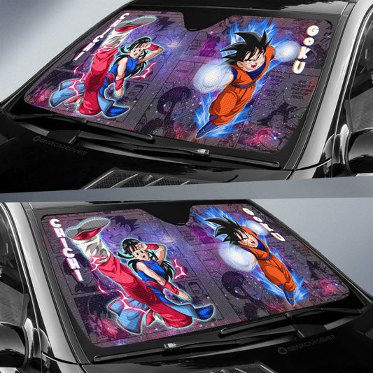Goku And Chichi Car Sunshade Custom Car Accessories Galaxy Style - Gearcarcover - 2