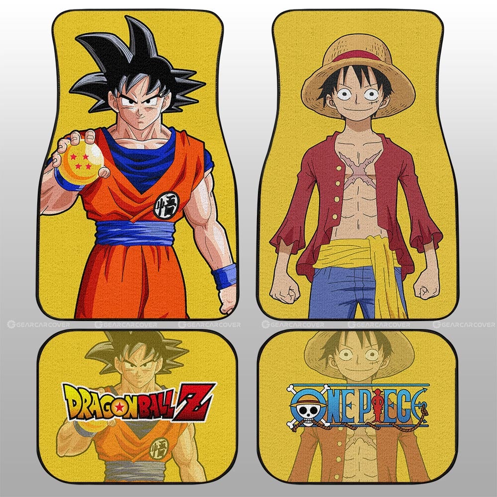 Goku And Luffy Car Floor Mats Custom Main Heros - Gearcarcover - 1