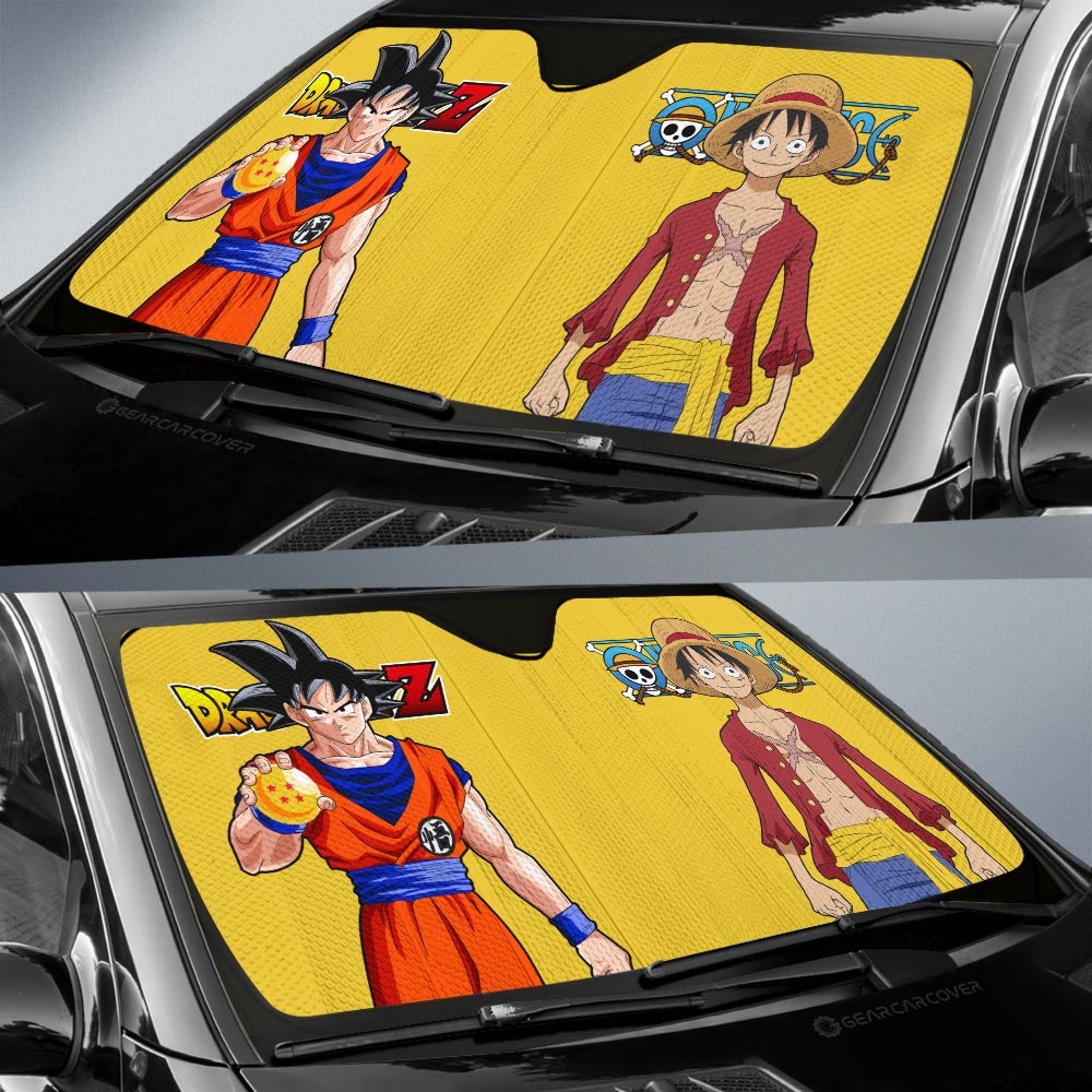 Goku And Luffy Car Sunshade Custom Main Heros - Gearcarcover - 2