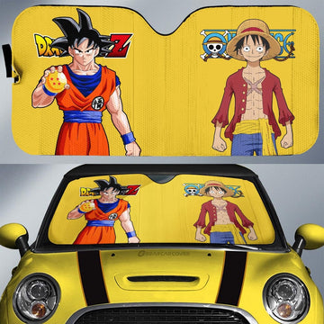 Goku And Luffy Car Sunshade Custom Main Heros - Gearcarcover - 1
