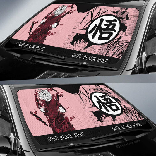 Goku Black Rose Car Sunshade Custom Manga Color Style - Gearcarcover - 2