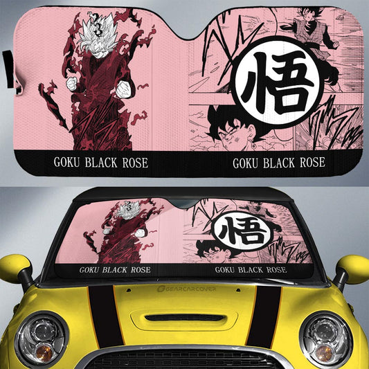Goku Black Rose Car Sunshade Custom Manga Color Style - Gearcarcover - 1