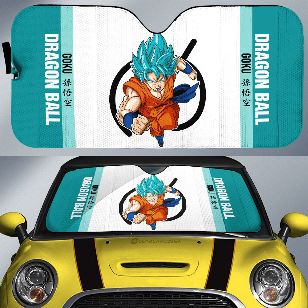 Goku Blue Car Sunshade Custom Car Accessories For Fans - Gearcarcover - 1