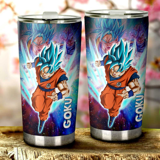 Goku Blue Tumbler Cup Custom Dragon Ball Anime Car Accessories - Gearcarcover - 2