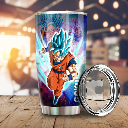 Goku Blue Tumbler Cup Custom Dragon Ball Anime Car Accessories - Gearcarcover - 1