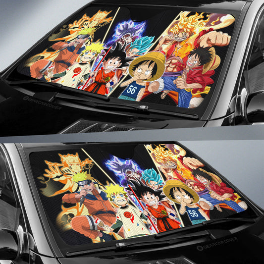 Goku Luffy ver 2 Car Sunshade Custom Anime Car Accessories - Gearcarcover - 2