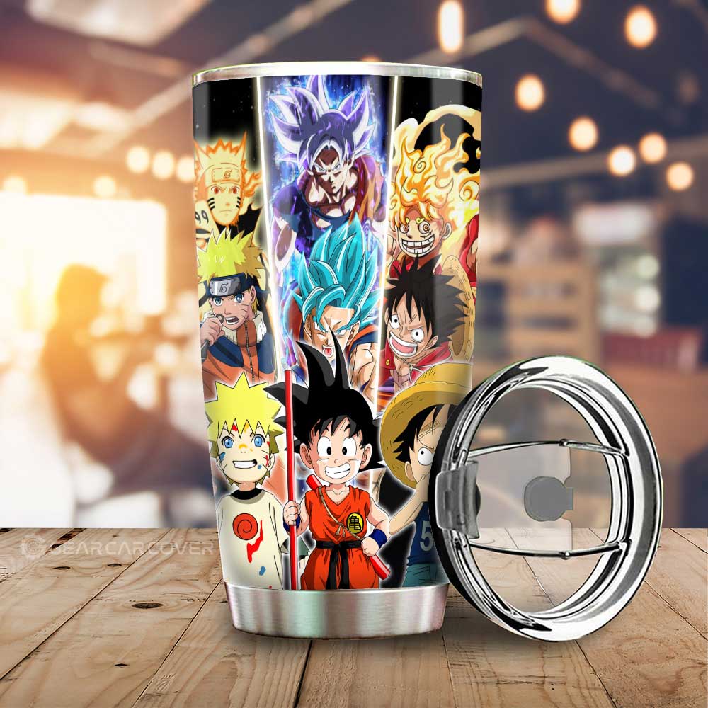 Goku Luffy ver 2 Tumbler Cup Custom Main Hero Anime Car Accessories - Gearcarcover - 1