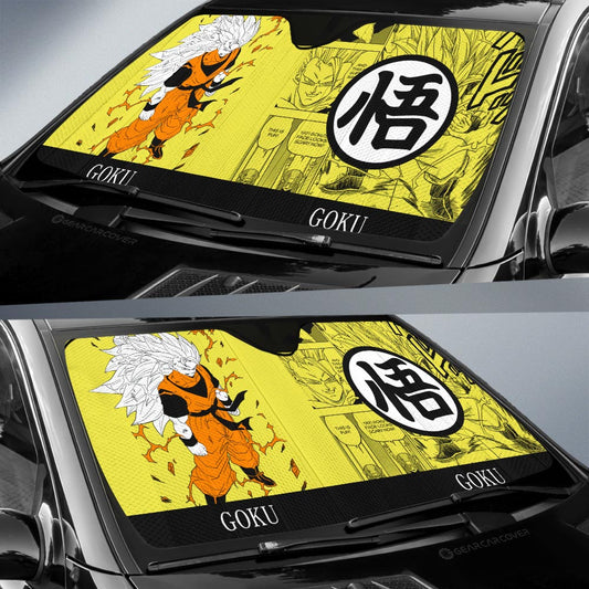 Goku SSJ Car Sunshade Custom Manga Color Style - Gearcarcover - 2