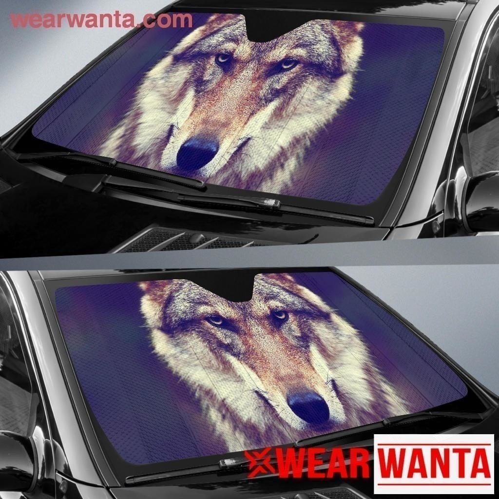 Gray Wolf Car Sunshade Custom Cool Car Interior Accessories - Gearcarcover - 3