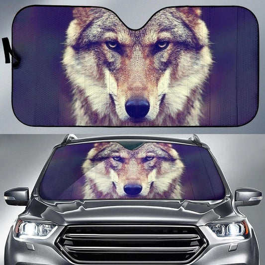 Gray Wolf Car Sunshade Custom Cool Car Interior Accessories - Gearcarcover - 1