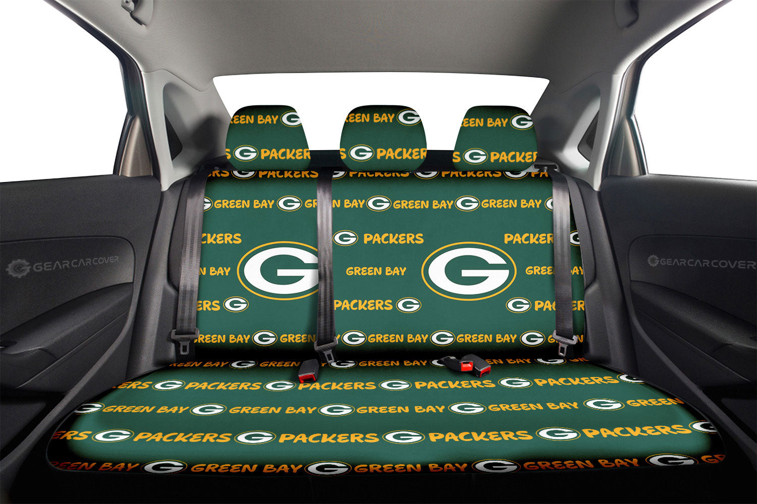 Green Bay Packers Car Back Seat Covers Sporty Team Collection - Gearcarcover - 2