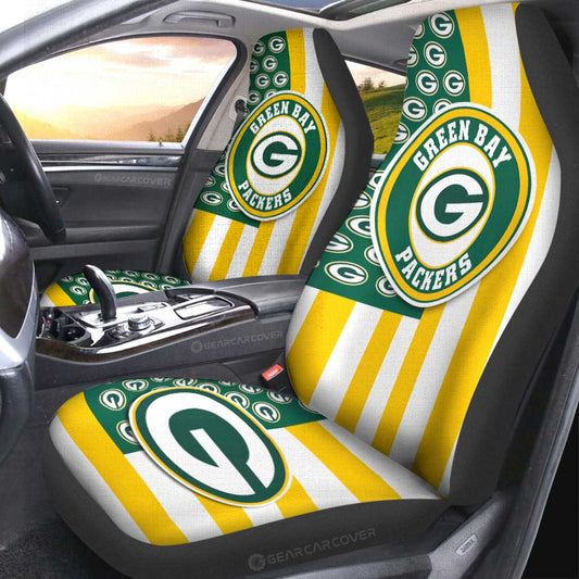 Green Bay Packers Car Seat Covers Custom US Flag Style - Gearcarcover - 2