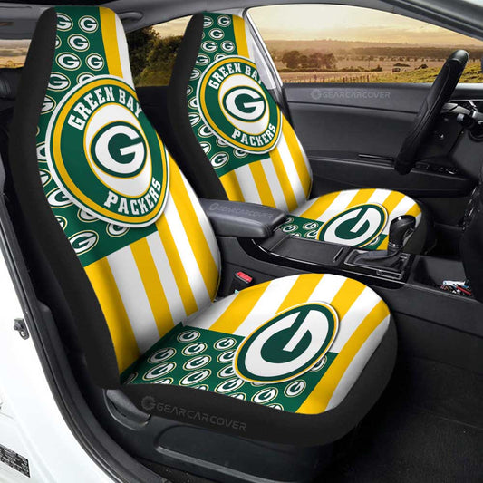 Green Bay Packers Car Seat Covers Custom US Flag Style - Gearcarcover - 1