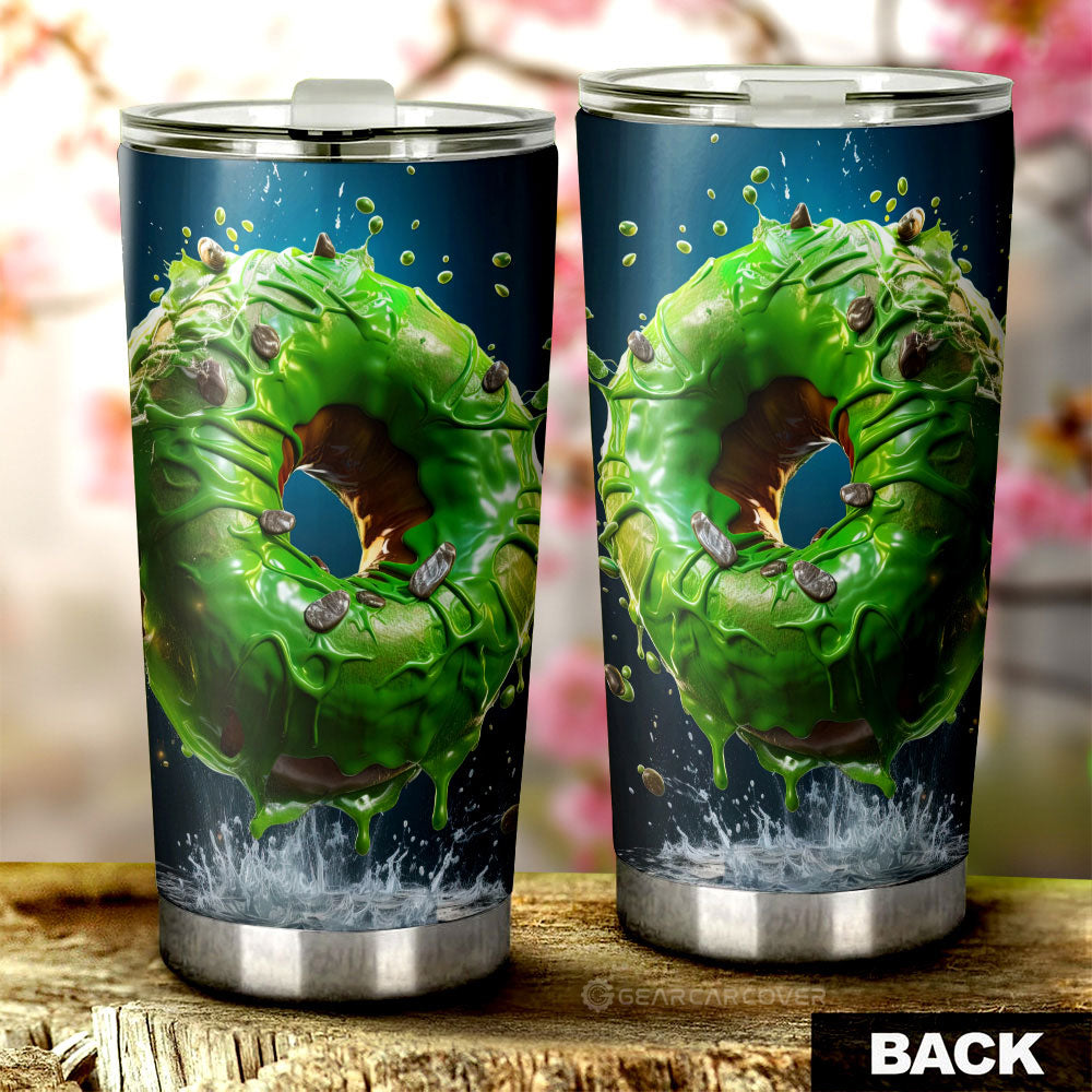 Green Donuts Tumbler Cup Custom Girly Pattern Car Accessories - Gearcarcover - 2