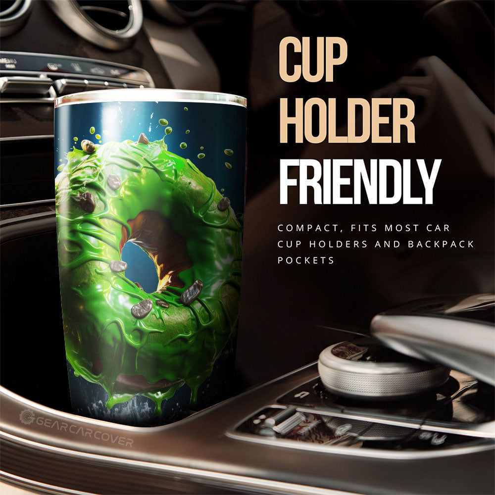 Green Donuts Tumbler Cup Custom Girly Pattern Car Accessories - Gearcarcover - 3