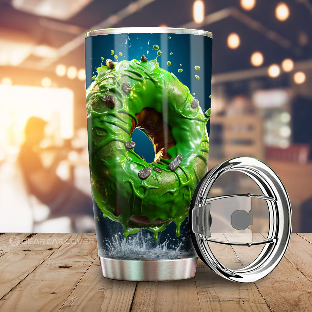 Green Donuts Tumbler Cup Custom Girly Pattern Car Accessories - Gearcarcover - 1