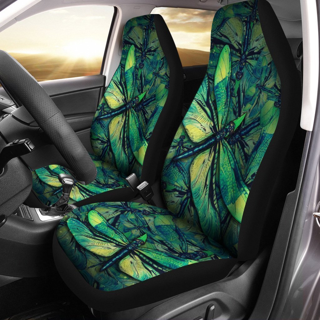 Green Dragonfly Car Seat Covers Custom Green Car Accessories - Gearcarcover - 1