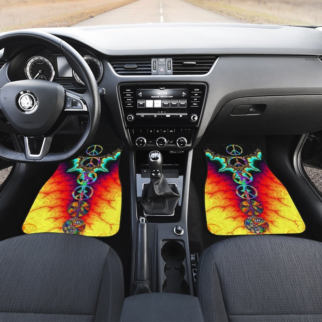 Hippie Peace Car Floor Mats Custom Amazing Car Accessories Gift Idea - Gearcarcover - 3