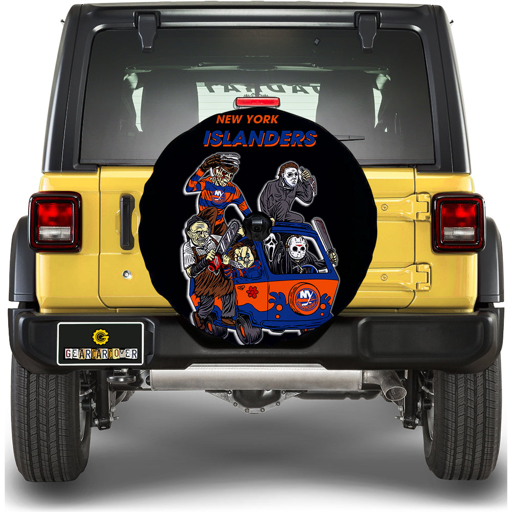 Horror Characters Sport New York Islanders Spare Tire Cover With Camera Hole - Gearcarcover - 2