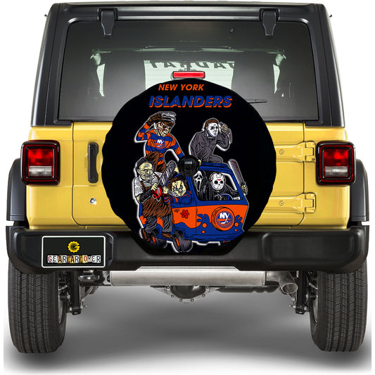 Horror Characters Sport New York Islanders Spare Tire Cover With Camera Hole - Gearcarcover - 2