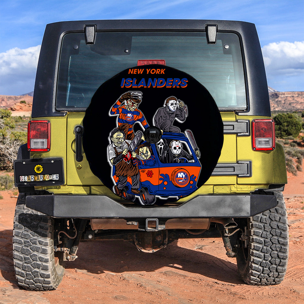 Horror Characters Sport New York Islanders Spare Tire Cover With Camera Hole - Gearcarcover - 3