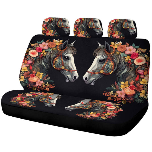 Horse Floral Car Back Seat Cover Custom Car Accessories - Gearcarcover - 1