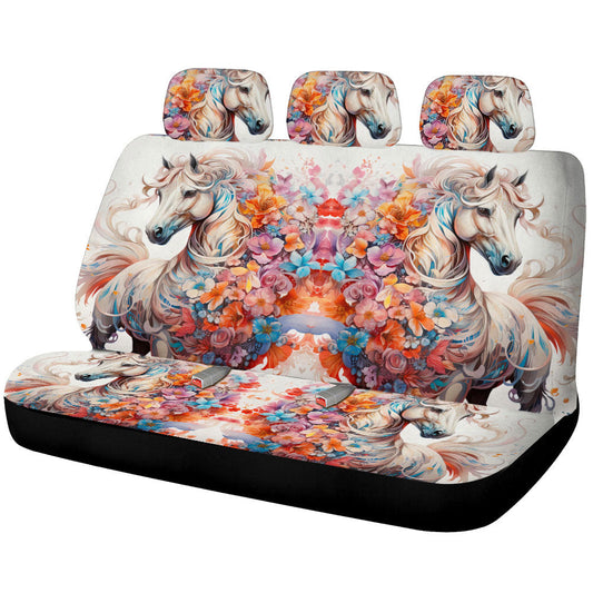 Horse Floral Car Back Seat Cover Custom Car Accessories - Gearcarcover - 1