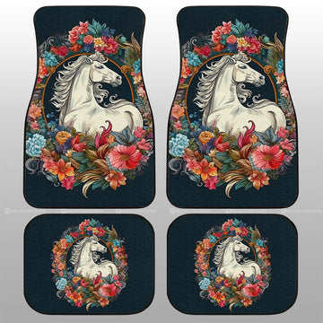 Horse Floral Car Floor Mats Custom Car Accessories - Gearcarcover - 1