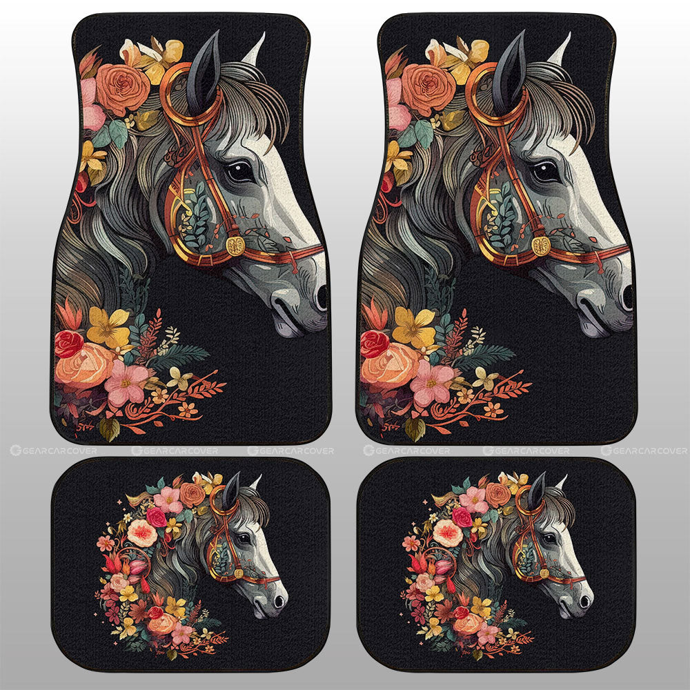 Horse Floral Car Floor Mats Custom Car Accessories - Gearcarcover - 1