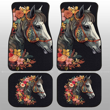 Horse Floral Car Floor Mats Custom Car Accessories - Gearcarcover - 1