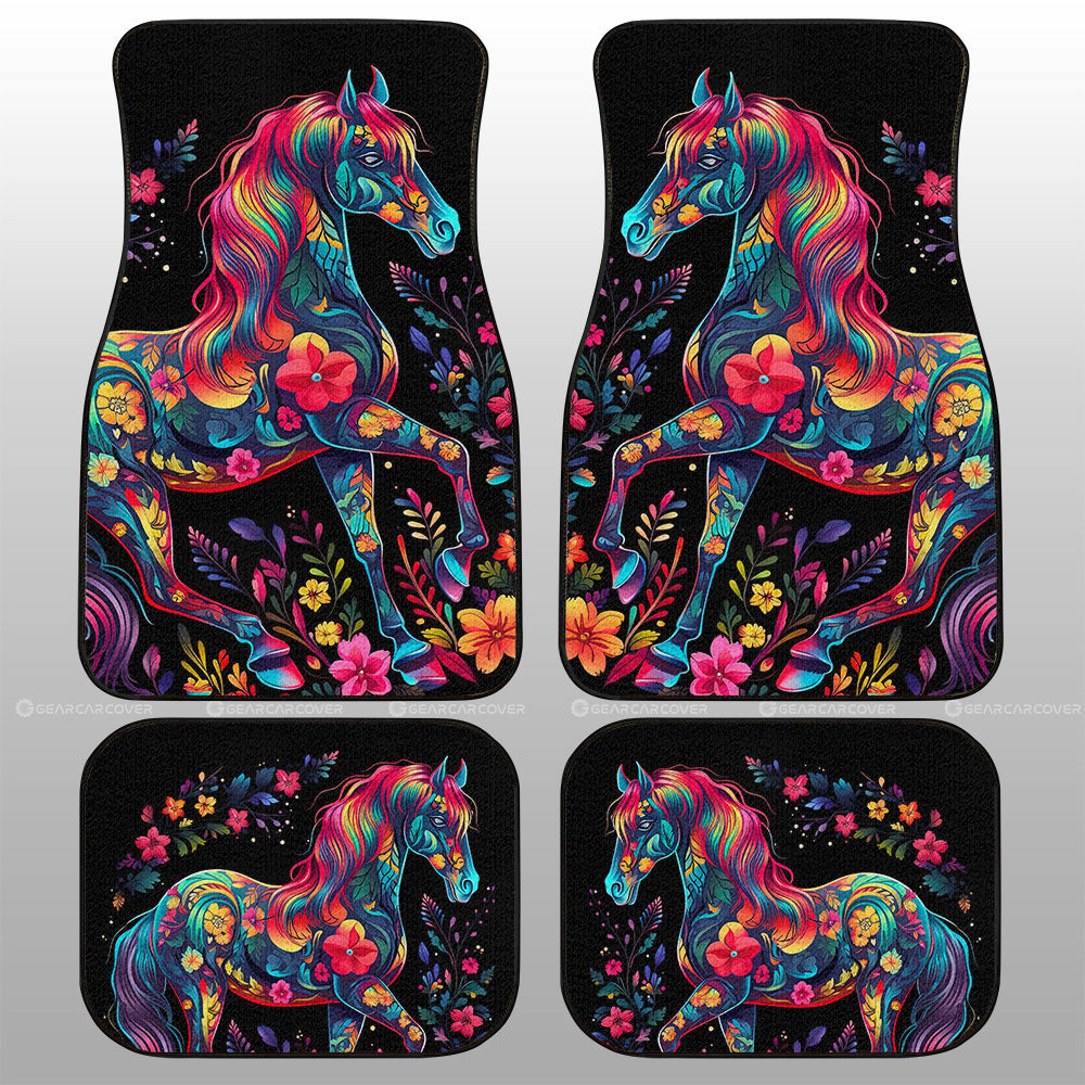 Horse Floral Car Floor Mats Custom Car Accessories - Gearcarcover - 1