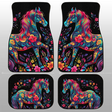 Horse Floral Car Floor Mats Custom Car Accessories - Gearcarcover - 1