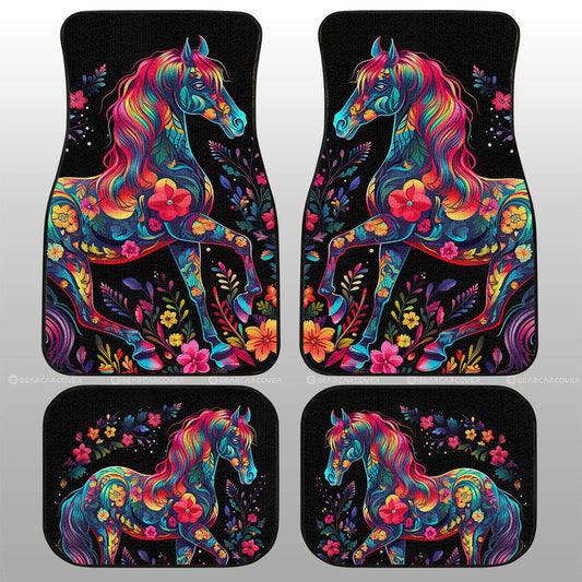 Horse Floral Car Floor Mats Custom Car Accessories - Gearcarcover - 1