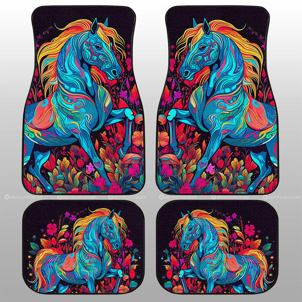 Horse Floral Car Floor Mats Custom Car Accessories - Gearcarcover - 1