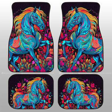 Horse Floral Car Floor Mats Custom Car Accessories - Gearcarcover - 1