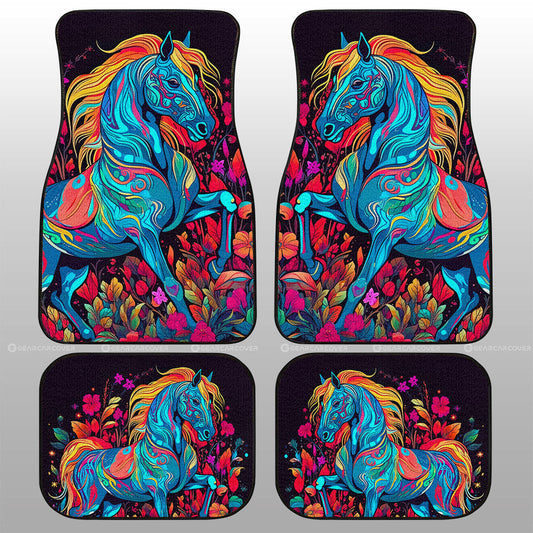 Horse Floral Car Floor Mats Custom Car Accessories - Gearcarcover - 1
