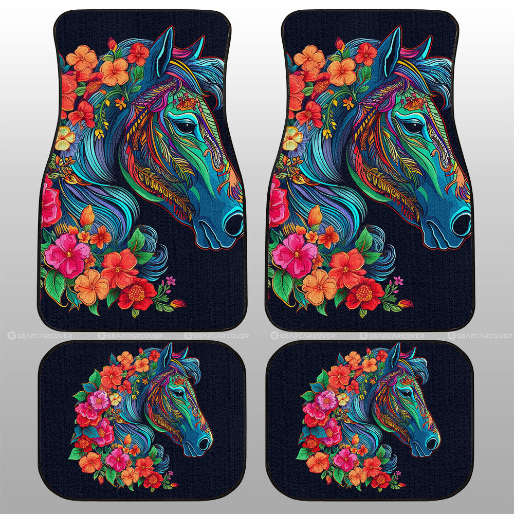 Horse Floral Car Floor Mats Custom Car Accessories - Gearcarcover - 1