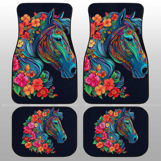 Horse Floral Car Floor Mats Custom Car Accessories - Gearcarcover - 1