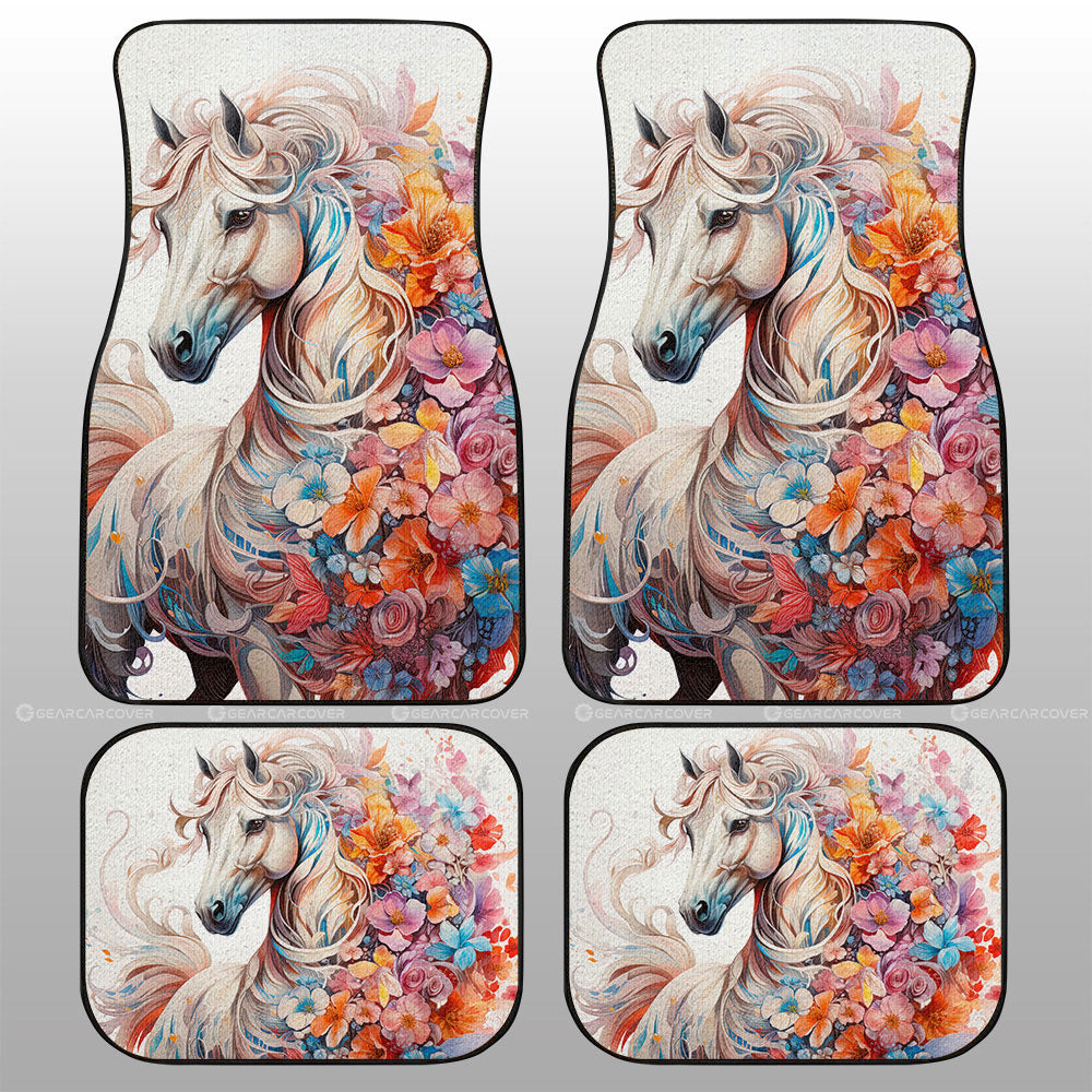 Horse Floral Car Floor Mats Custom Car Accessories - Gearcarcover - 1