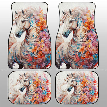 Horse Floral Car Floor Mats Custom Car Accessories - Gearcarcover - 1
