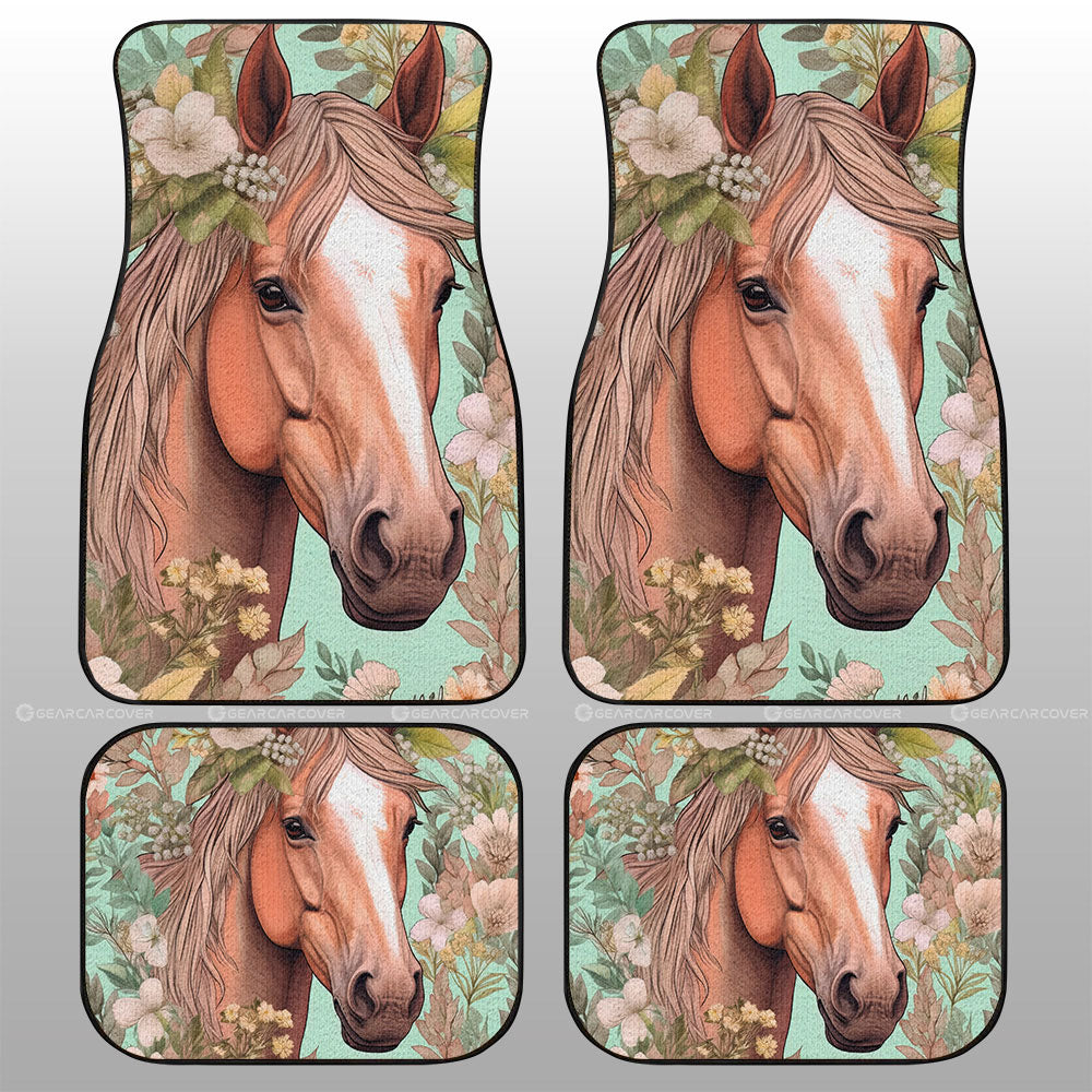 Horse Floral Car Floor Mats Custom Car Accessories - Gearcarcover - 1
