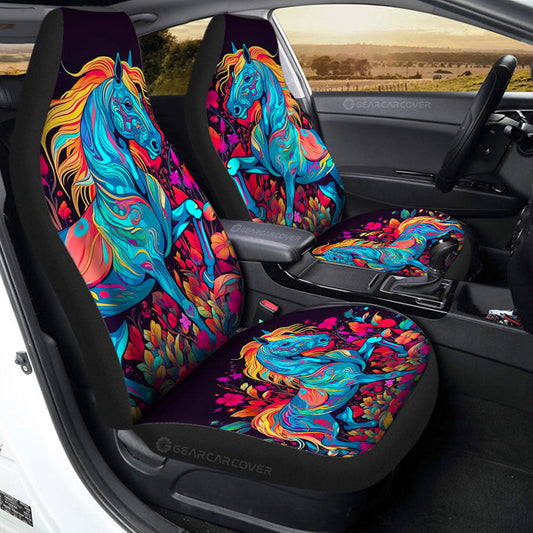 Horse Floral Car Seat Covers Custom Car Accessories - Gearcarcover - 2