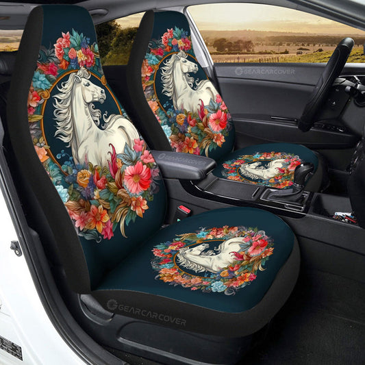 Horse Floral Car Seat Covers Custom Car Accessories - Gearcarcover - 2
