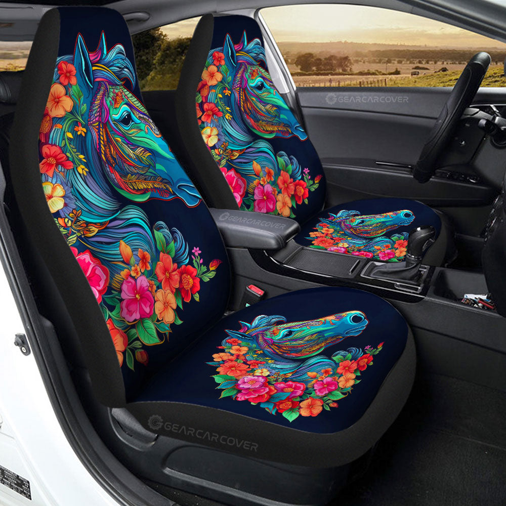 Horse Floral Car Seat Covers Custom Car Accessories - Gearcarcover - 2