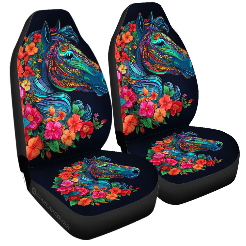 Horse Floral Car Seat Covers Custom Car Accessories - Gearcarcover - 3