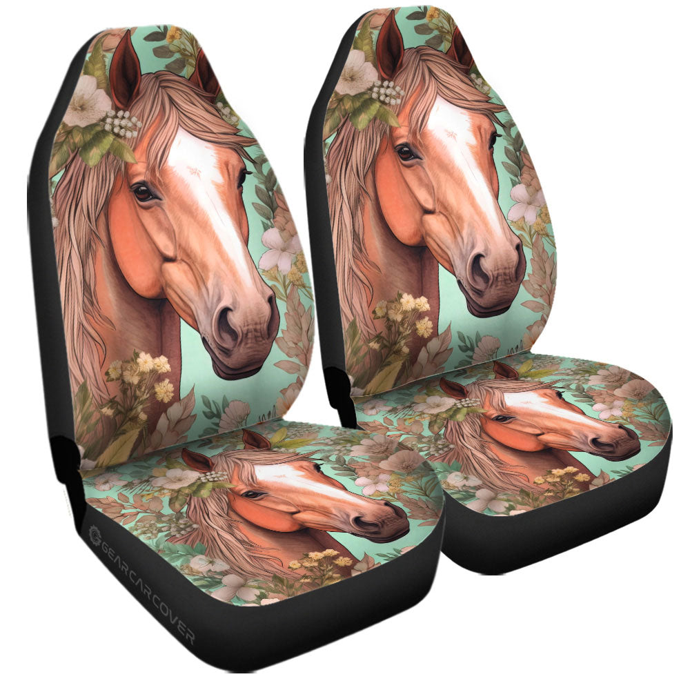 Horse Floral Car Seat Covers Custom Car Accessories - Gearcarcover - 3