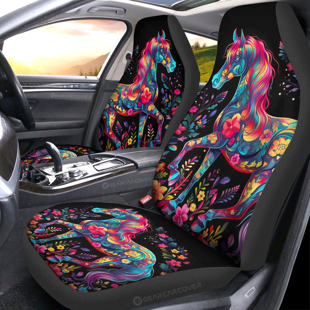 Horse Floral Car Seat Covers Custom Car Accessories - Gearcarcover - 1