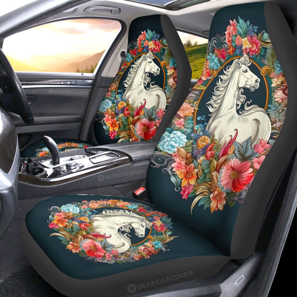 Horse Floral Car Seat Covers Custom Car Accessories - Gearcarcover - 1